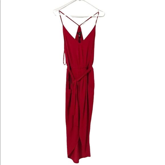 QED London Red Razorback Spaghetti Strap Dress Size 6 - Picture 1 of 8